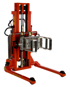 樂(lè)吉騰卷夾堆高車,用卷夾抓取，抬升和翻轉(zhuǎn)卷軸